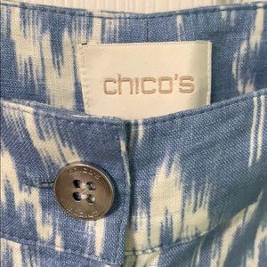 Chico’s Ikat 100% Linen Wide Leg Pants